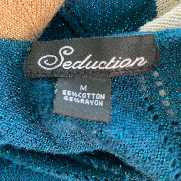 Y2K Metallic sparkle cotton knit bat wing sleeve S - Picture 14 of 14